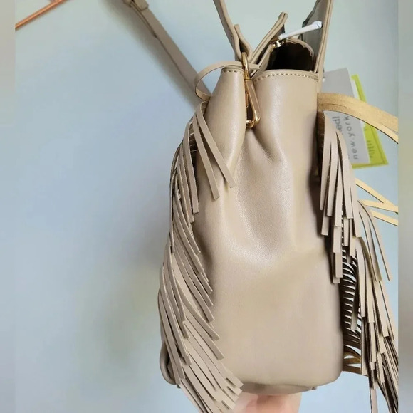 AHDORNED, New, Dakota Taupe Vegan Leather Fringe Crossbody Purse Tote Bag - Picture 6 of 15